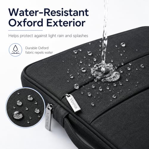 Voova 13-13.6 Inch Water-Resistant Laptop Sleeve with Front Pockets, Black