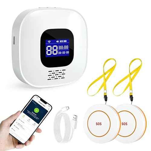 VOCA Smart WiFi Wireless SOS Pager System | Caregiver Call Button & Emergency Alert Watch | Panic Button Alarm for Elderly, Seniors, Patients, Disabled | 2.4G WiFi | 1 Receiver + 2 Call Buttons