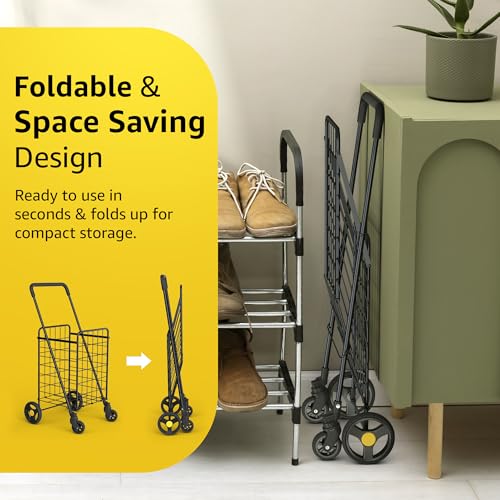 Our Modern Space Black Foldable Lightweight Shopping Cart with 360° Swivel Wheels
