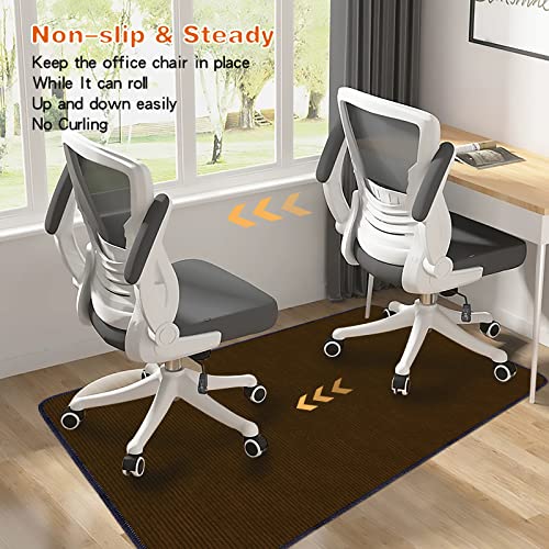 USTIDE Upgraded Office Chair Mat for Hardwood & Tile Floor 35"x47", Computer Desk Gaming Rolling Chair Mat Wood Floor Protector Glue - Free Adhesive Non-Slip Floor Protector for Home Ofiice, Coffee