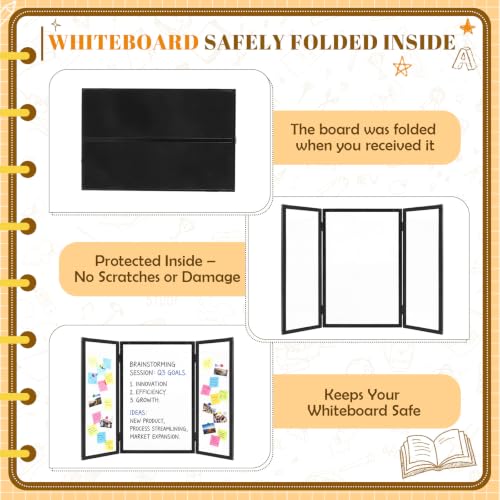 Feifeiya 48x36 Inch White-Black Trifold Display Board with Felt & Magnetic Surfaces