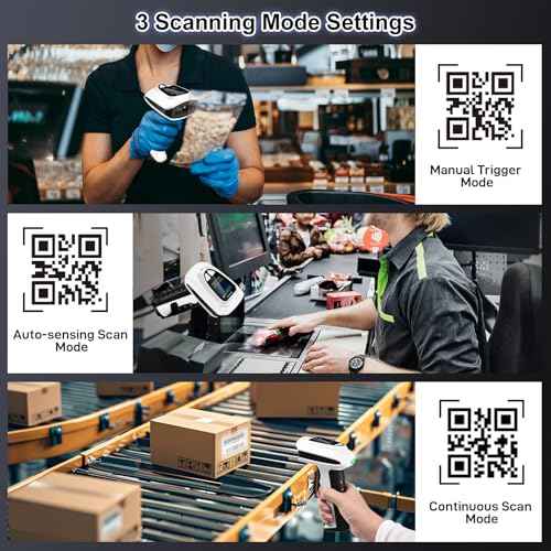KUIIYER 1D QR 2D Barcode Scanner, Bluetooth Wireless Bar Code Scanners with Setting Keypad & LCD Screen Display & AI Voice, Handheld Barcode Reader for iPhone, Android, iPad, Tablet, Computers & POS