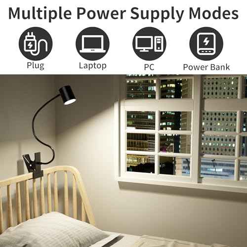 Dott Arts Desk Lamp,USB Clip On Light,Book Lights for Reading at Night,3 Color Modes,10 Brightness Clamp Lights,360¡Æ Gooseneck LED Reading Light for Books in Bed,Eye-Care for Home Office,Headboards