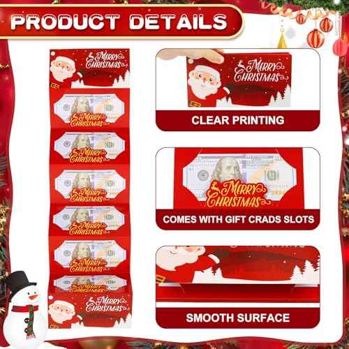 12 Pack/72 Slots Christmas Money Holders Bulk with Envelopes Money Gift Cards Book Gift Card Booklet for Surprise Christmas Gifts Card Cash Gift Holders Xmas Party Supplies (Classical)