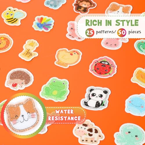 Lasnten 50 Pcs Animal Sensory Stickers Calm Reusable Textured Strips for Stress Relief