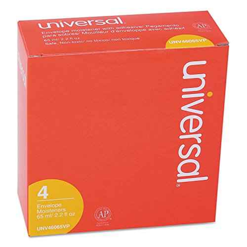 Universal UNV46065VP 2.2 oz. Envelope Moistener with Adhesive Bottle - Clear (4/Pack)