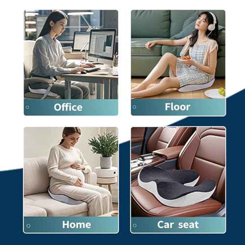 Pressure Relief Seat Cushion for Long Sitting Hours on Office/Home Chair, Car, Wheelchair - Extra-Dense Memory Foam for Hip, Tailbone, Coccyx, Sciatica-Black (Light Edge)