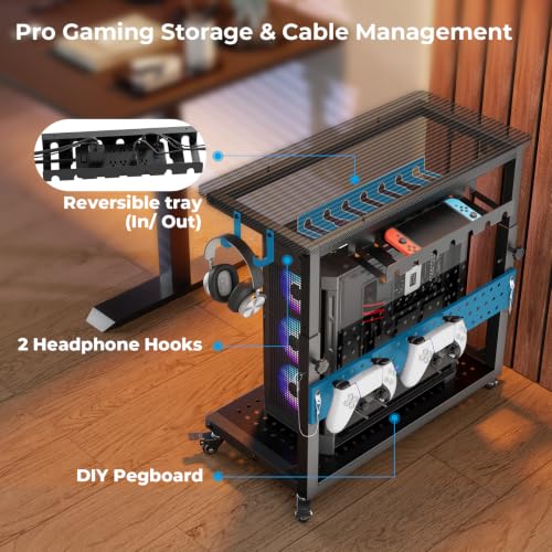 GreenForest Carbon Fiber Black Heavy-Duty PC Stand with Wheels – 150LBS, 26.9" x 13.7"