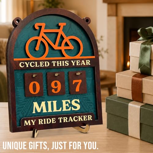 Miles Cycled This Year Tracker Sign - Cycling Gift (HDKY) Cycled Variant