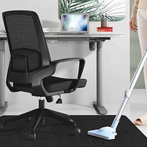 Sycoodeal Office Chair Mat for Hardwood Floor,Office Computer Gaming Chair Mat for Tile Floor,Large Floor Protector Rug,Anti-Slip,Easy to Clean,Pure Black(48"x36")