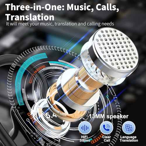 AI Translation Earbuds Real Time, 164 Language Translator Earbud with Audio and Video Calls, 3-in-1 Buletooth 5.4 Translation Headphones with APP/No Subscription Required, 50H AI Ear Bud Translator