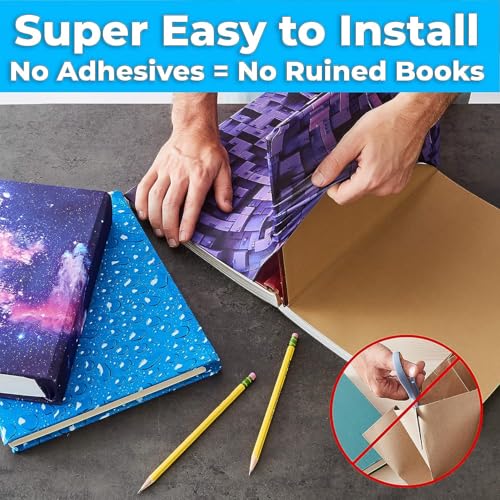 LILTOM Black Stretchable Book Cover for 9 x 11 Textbooks - Reusable, Washable Nylon Protector