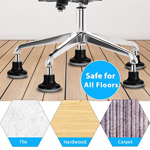 uvce Bell Glides 11mm x 22mm Replacement Chair Feet, 5pcs - Low-Profile Fixed Casters with Self-Adhesive Felt Pads