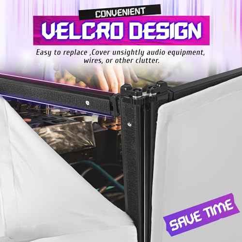 HECASA DJ Facade Booth Portable Event Cover Screen, Black Steel Frame, 4 Foldable Detachable Panels Light Projector Display Scrim Panel White & Black w/Carry Bag