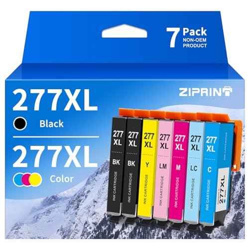 ZIPRINT Remanufactured Ink Cartridge Replacement for Epson 277XL 277 T277 to Use with XP-850 XP-860 XP-950 XP-960 XP-970 Printer (2 Black, 1 Cyan, 1 Magenta, 1 Yellow, 1 Light Cyan, 1 Light Magenta)