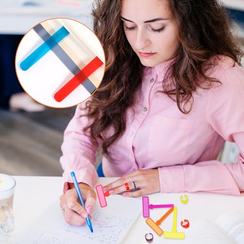 Tyqour 12pcs Dyslexia Reading Tools Set with Colored Overlays & Finger Pointers - White, Yellow, Blue, Red, Purple, Orange