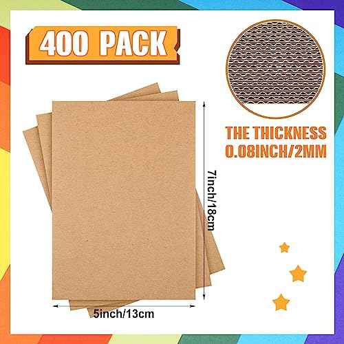 400 Pcs 5 x 7 Inch Corrugated Cardboard Sheets for Mailers 2 mm Thickness Flat Pack Insert Shipping Mail Cardboard Divider Backs and Crafts Arts and Crafts Supplies Dividers DIY Projects