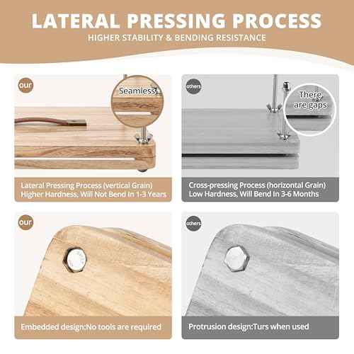 Wooden Book Press - 14.7x11.4 Large Craft Press with Comfort Grip Handle & Non-Slip Round Foot Pads, Ideal for Bookbinding, Scrapbooking, and DIY Projects