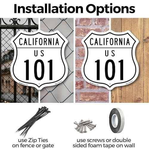 California Route Marker Shield Sign Us 101 (2 Pack) 18 inch X 18 inch Shield Shaped Commercial Grade Plastic Signs Weather Resistant, UV Protected for Workplace Made in the USA