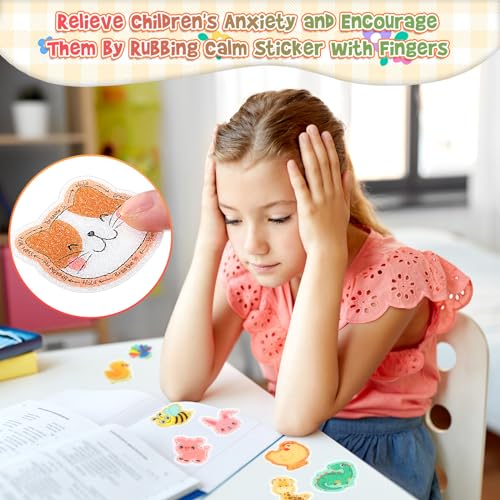 Lasnten 50 Pcs Animal Sensory Stickers Calm Reusable Textured Strips for Stress Relief