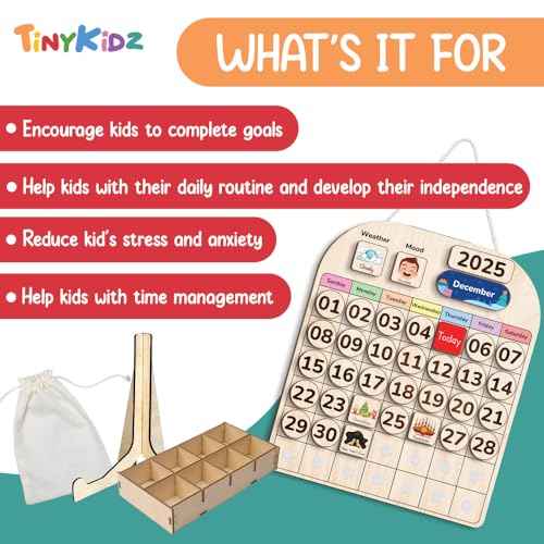 Wooden Calendar for Kids, Preschool Kid Calendar Learning at Home and Classroom Teaching, Hanging Calendar for Kids, Months and Days of The Year