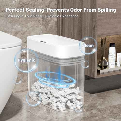 3.5 Gal Motion Sensor Bathroom Trash Can with Lid, Automatic Trash Can Small Smart Garbage Can Touchless, Waterproof Slim Trash Bins for Bedroom Office Kitchen