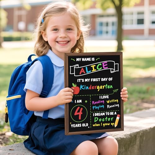 First Day of School Chalkboard Sign Set - Reusable Double-Sided Kids Classroom Decor