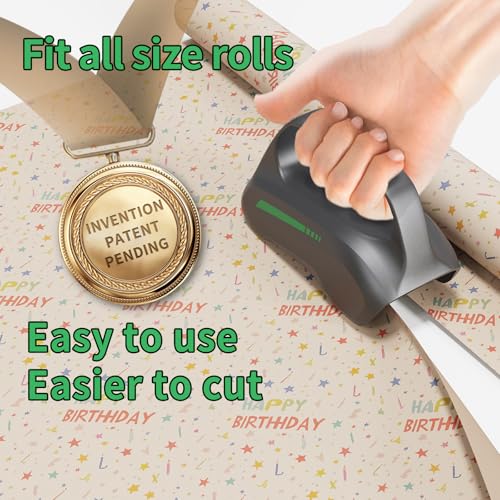 Black 2-Pack Wrapping Paper Cutter with 3 Blades, Gift Wrap Dispenser for Any Roll