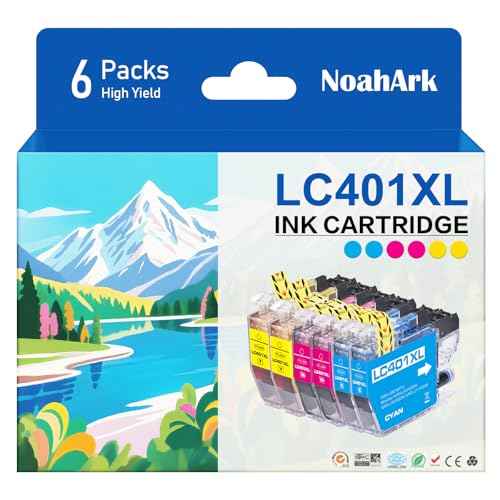 NoahArk 6 Packs LC401XL Remanufacture Ink Cartridges Replacement Work for Brother LC401 LC401XL LC401 XL for Brother MFC-J1010DW MFC-J1012DW MFC-J1170DW Printer (2 Cyan,2 Magenta,2 Yellow)