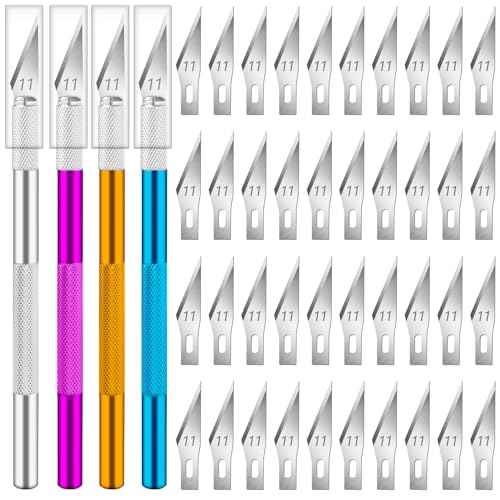 DIYSELF Exacto Knife, 4 PCS Craft Knife with 40 Exacto Blades #11, Hobby Knife, Professional Exacto Knife for Crafting, Scrapbooking, Stencil, Modeling, Art Knife, Precision Knife, Exacto Knife Set