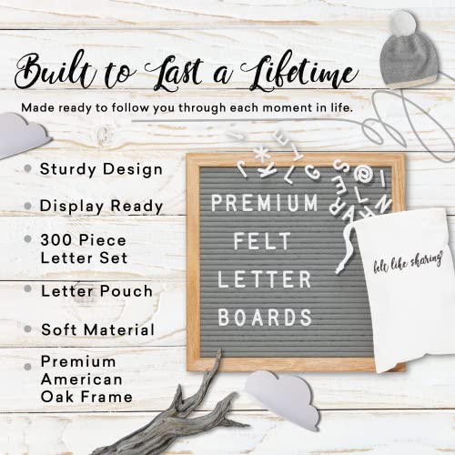 Felt Like Sharing 10x10 Gray Felt Letter Board with 300 Letters & Storage Pouch