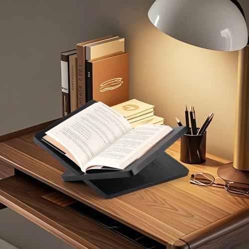 Wood Book Stand for Reading - 15¡Æ Angle Book Display Stand for Cookbooks, Textbooks, Sheet Music & Tablets, Magazines (Redwood)