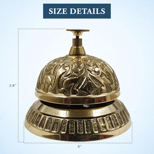 Vintage Brass Service Desk Bell - Victorian Hotel Reception Ring, Antique Counter Bell