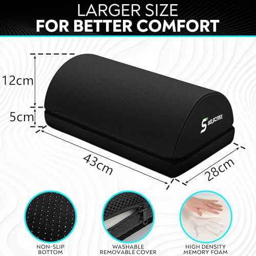 Ergonomic Memory Foam Foot Rest for Under Desk ? Adjustable Office, Home & Gaming Footrest ? Improves Circulation & Relieves Leg Pain ? Washable Non-Slip Cover