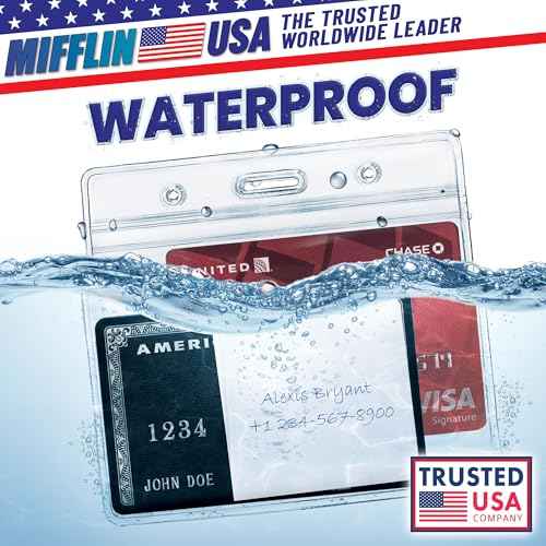Mifflin-USA Card Protector (Clear, 4x3 Inches, 250 Pack), Waterproof and Resealable Horizontal Plastic ID Name Badge Holders