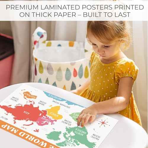 Fun Educational Posters for Toddlers 1?3 ? Set of 16 Easy to Read Learning Posters for Classroom & Homeschool Decor ? Essential Preschool/Kindergarten Kids Room Wall Charts incl. ABC & Number Chart