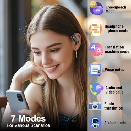 Ai Translation Earbuds Real Time,3-in-1 Buletooth 5.4 Translator Earbuds with 164 Languages/6 Translation Modes,No Subscription Required Translatior Headphones,32H Audifonos Traductores Ingl?s Espa?ol