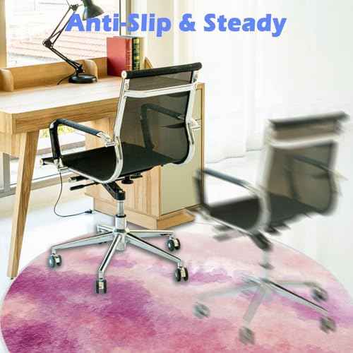Office Chair Mat for Hardwood Floor, 4ft/48in Round Chair Rugs Floor Protectors, Desk Chairs Mat for Rolling Chair, Anti-Slip Computer Chair Mats, Carpet Mats for Home Office(Pink)