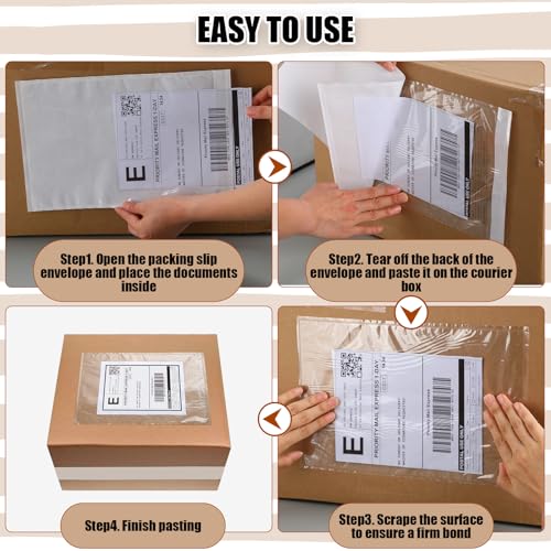 400 Pcs Clear Shipping Label Envelopes, 9.5x12 Inch Self-Adhesive Packing Sleeves for Packaging