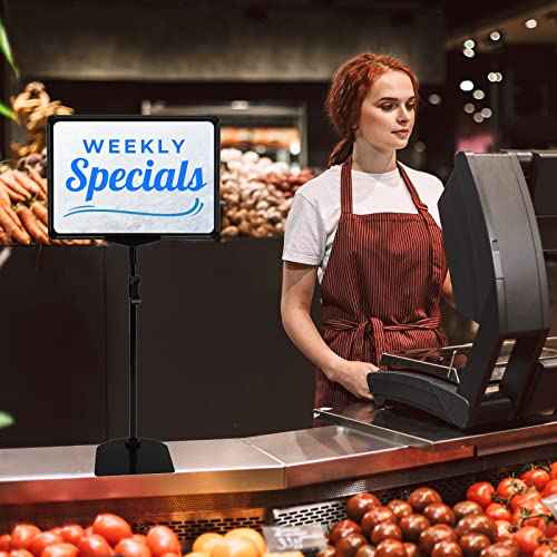 Sign Holder Stand 8.5x11 Inch for Floor Table, Adjustable Tabletop Sign Holder Floor Poster Stand, Vertical & Horizontal View (Black,4Pcs)