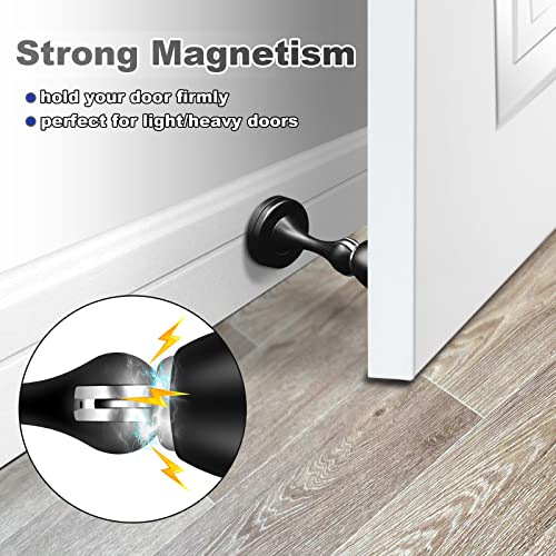 KOLAKO 12 Pack Door Stopper, Magnetic Door Stops Black, Heavy Duty Magnet Doorstops Soft Catch, Magnetic Door Holder, Wall & Floor Mount, Oil Rubbed Finish