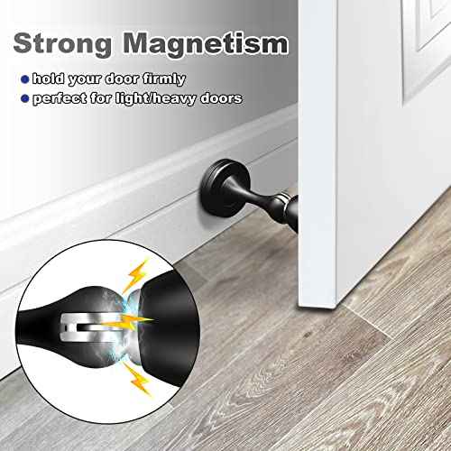 10 Pack Door Stoppers, Magnetic Door Stops Black Wall Floor Mounted Doorstop Heavy Duty Stainless Steel Door Holder Catch, Magnet Doorstops Keep Doors Open