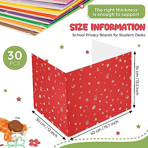 Sherr 30 Pcs Student Desk Privacy Folders with Study-Themed Print, Simple Style & Classic Color