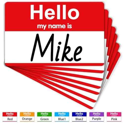 200 Pcs Name Tags, 3.5" x 2.25" Hello My Name is Stickers, Red Name Tag Stickers, Adhesive Label Sticker for Office, Meeting, School, Teachers and Mailing