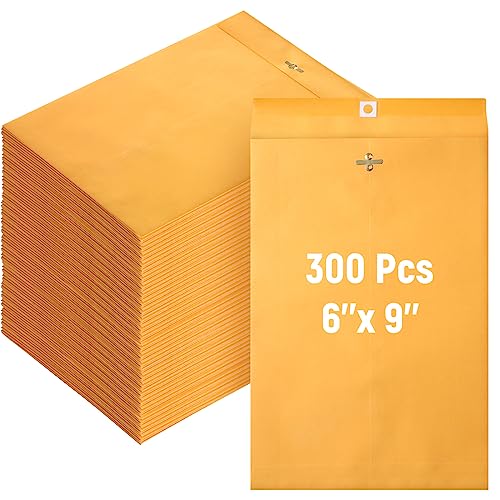 300 Pcs Brown Manilla Envelopes 6 x 9 Inch Bulk Mailing Clasp Envelopes