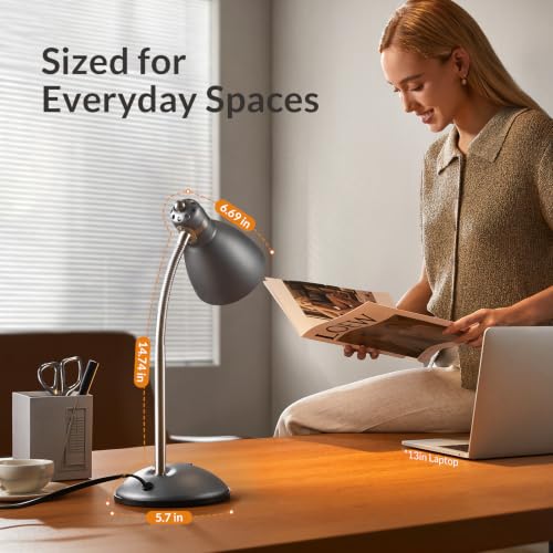 LEPOWER Sandy Black Metal Desk Lamp, Adjustable Goose Neck Reading Light