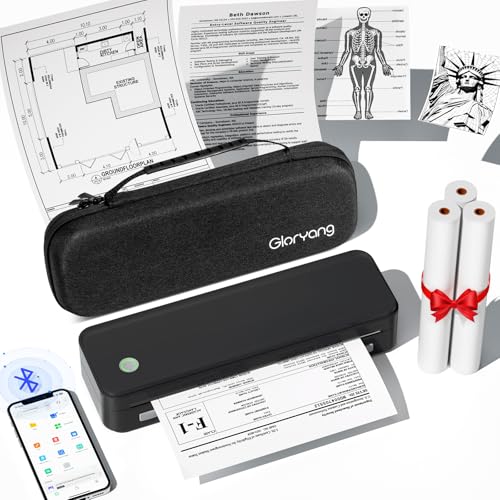 Black Gloryang Portable Wireless Thermal Printer for Travel & Office