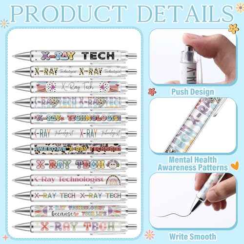 12 Pcs X-Ray Technologist Week Ballpoint Gift National Radiologic Technology Week Appreciation Pens for Radiologic Technologist Technician Employee Coworker Office Supplies