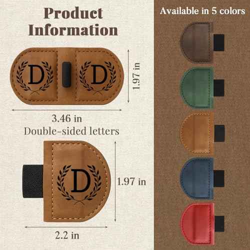 Bygone Mark Bookmark with Pen Holder, 26 Name Initial Letters, 5 Retro Colors, Personalized Magnetic Leather Bookmarks Gift for Women and Men Book Lovers, Students, Teachers (Brown, S)