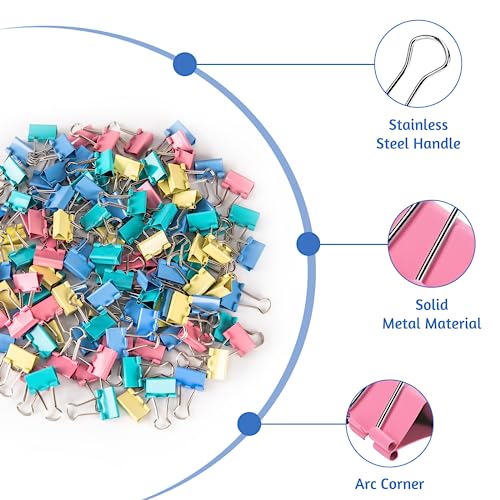 OWLKELA 0.6 Inch 120 Pack Multicolor Binder Clips